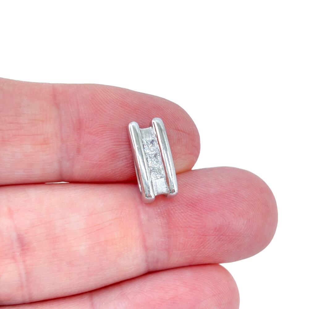 Vintage Sterling Silver 925 Cubic Zirconia Bar Pendant